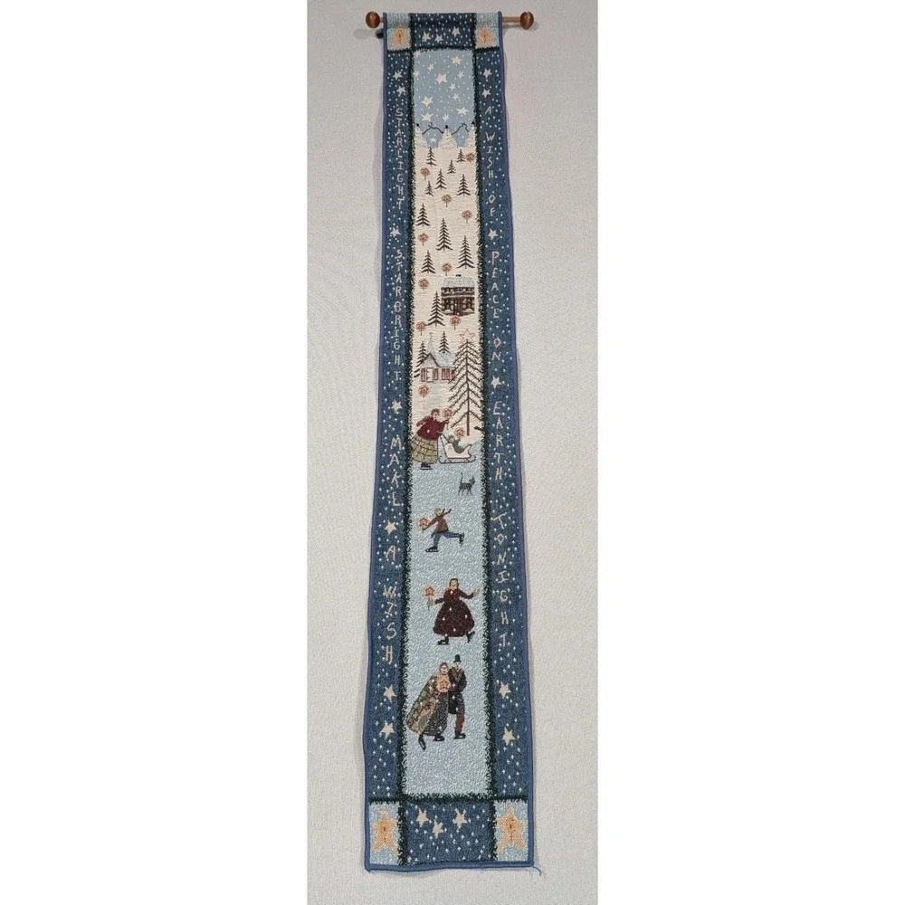 Bell Pull Tapestry Unisex OS Blue Excellent Winter Folk Art Starry Night